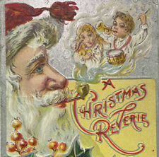 Early 1900s Santa Smoking Pipe Kids Playing Music Embossed Christmas Postcard picture