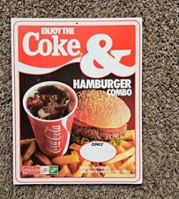 Vintage Enjoy the Coke & Hamburger Combo Cardboard Advertising Counter Sign  picture