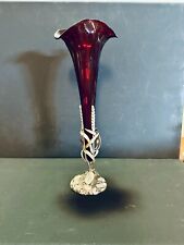 RARE ANTIQUE LATE 1800s Victorian RED GLASS EPERGNE VASE 12 INCHES TALL picture