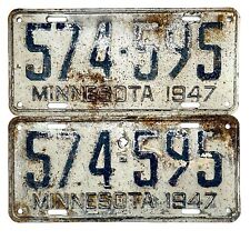 1947 United States Minnesota Base Passenger License Plate 574-595 picture