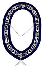 Masonic Master Masons Blue Lodge  Silver Collar Chain + Worshipful Master Jewel picture