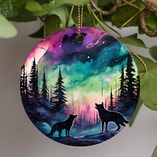 Northern Lights Animals, Wolf, Holiday Christmas Gift, Christmas Ornament picture