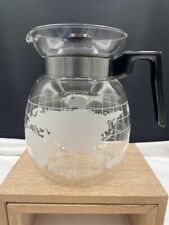 Nestle Etched Glass World Globe Coffee Carafe Pot 6 Cup Trivet Original Packing picture