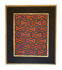 Vintage Framed Hand Created Fabric Mola, Kuna Native Americans Panama 29