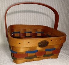 Peterboro Napkin Basket Square Red Blue Green Swing Handle Eggs Fruit Bread picture