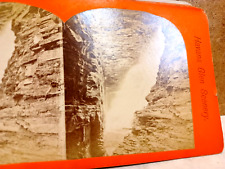 HAVANA GLEN NY BRIDAL FALLS Stereoview PHOTO Card 1800's picture
