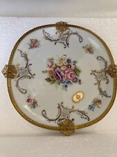 Vintage Porc Limoges Pate 7.5 inch plate floral design ormolu decoration. picture