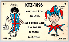 c1960s KTZ-1896 QSL Radio Break 19 Joker El Centro California Vintage Postcard picture