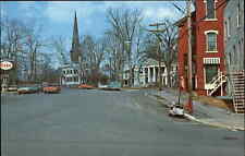 Greenwich New York NY Street Scene Church 1950s-60s Postcard picture