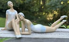 Art Deco  Female Retro Bathing Beauty Beach Girl Relaxing Pair 11” picture