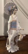 Lladro Figurine 6396 Oriental Forest Japanese Geisha Girl with Parasol Deer MINT picture