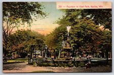 Racine Wisconsin~East Park Fountain~Boy Sits in Front~c1910 Postcard picture
