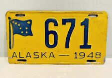 1948 Alaska License Plate 671 Low Number With Flag ALPCA Garage Decor picture