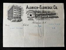 antique 1912 ALDRICH - ELDREDGE COFFEE ROASTERS Grocers Bill Head PROVIDENCE RI picture