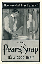 1903 Original Pears' Soap Ad. Handsome Young Man Washing Up In A Wash Bowl/Basin picture