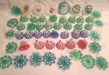 Xmas 52 Ornaments Handcrafted Vtg Plastic Bead Mid Century Bell Wreath Snowflake picture