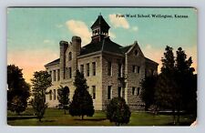 Wellington KS-Kansas, First Ward School, Antique, Vintage c1913 Postcard picture
