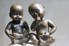 Two Large Babies Sculptures Signed Mat Wanders Couple Newborns Statues Bookends picture