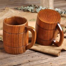 2 Pcs. Large Wooden Beer Mug, 320ML Wood Drinking Cup Wooden Tankard Beer Mug. picture