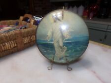 Peter Watson Studio Antique Convex Glass Jesus Walking on Water w/ Wire Stand picture