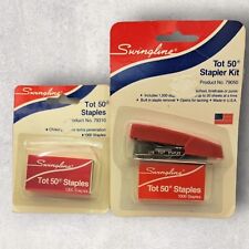 Vtg Swingline Tot 50 Stapler Travel Kit Mini Red & Silver Bonus 1000 Staples picture