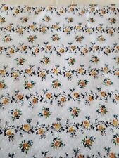Vtg  New Cotton Dotted Swiss Flocked Fabric Yellow White Floral 1 yrds x 44