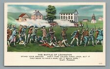 The Battle of Lexington Capt. Parker Lexington Mass Vintage Linen Postcard picture