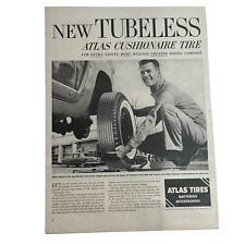 Vintage Atlas Tires Print Ad Tubeless Cushionaire Atlas Supply Company picture