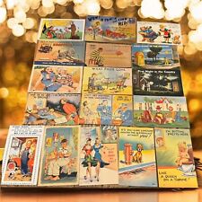 Vintage Cartoon Postcards 1930’s-1940’s Lot Of 16 + Folder Unposted And Posted picture
