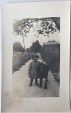 RPPC c1910 Cute Child With Her Dog - Vintage Postcard Unposted - Black Lab picture