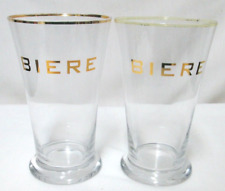 Pilsner Biere Beer gold rim pint glasses Set 2  6