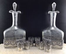 Sterling Silver Antique Cherub Crystal Decanter Set Hanau Neresheimer English picture