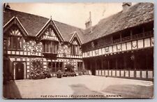 Warwick Great Britain Leicester Hospital Building Courtyard BW Postcard picture
