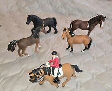 Schleich Collectible Figurine Lot of 5 Horses Horse 1 Rider Saddle Bridle Used picture