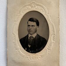Antique Tintype Photograph Handsome Young Man Clean Shaven Gay Int picture