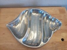 Vintage Pewter Divided  Shell Swirl Serving Dish Plate 14”x11”x2” Mexico picture