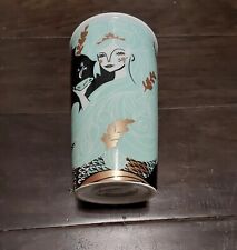 Starbucks Ceramic 12 oz Travel Tumbler Mug Teal Gold Siren Mermaid 2018 Limited picture