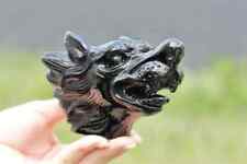600G Natural Obsidian Wolf Head  Obsidiane wolf head Crystal wolf head Carving picture