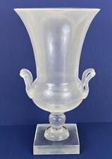 Antique Pairpoint Gundersen Art Deco Crackle Clear Glass Footed Urn Handled Vase picture