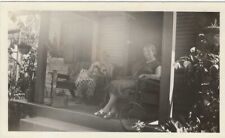Two 1930s Women Sitting On Porch Vintage Vernacular Snapshot Identified Photo picture