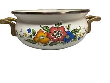 Vintage 1970's Muted Primary Floral Cooking Pot picture