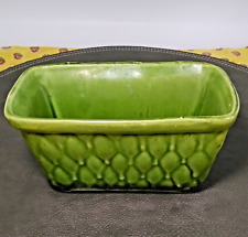 Vintage Small Brushed Diamond Pattern McCoy Avocado Green Olive Planter Retro picture