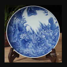 20CM Jingdezhen Blue White Porcelain Plate Decoration Chinese Ceramic picture