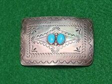 O.C. Thomas Sterling Silver 925 Turquoise Navajo Native American Belt Buckle picture