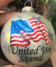 Vintage Blown Glass UNITED WE STAND Christmas Ornament by Krebs in BOX RARE FIND picture