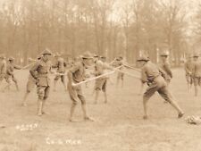 Antiq RPPC WW1 US Soldiers Military Bayonet Training Drill Colonel Men Uniforms picture