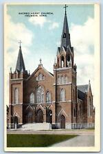 c1920's Sacred Heart Church Building Cross Tower Oelwein Iowa Vintage Postcard picture