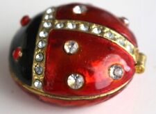 Bejeweled Enameled Trinket Box/Figurine With Rhinestones - Lady Bug picture
