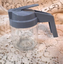 Vintage Glass SYRUP PITCHER /Creamer Blue Lid Handle picture