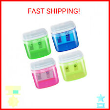 Compact Dual Hole Pencil Sharpener, 4PCS Colorful Portable Sharpener for Kids an picture